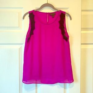 Sleeveless Fuchsia Top with Lace detail